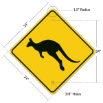 Reflective Aluminum Sign - Diamond Grade Reflective Aluminum Kangaroos Warning Sign